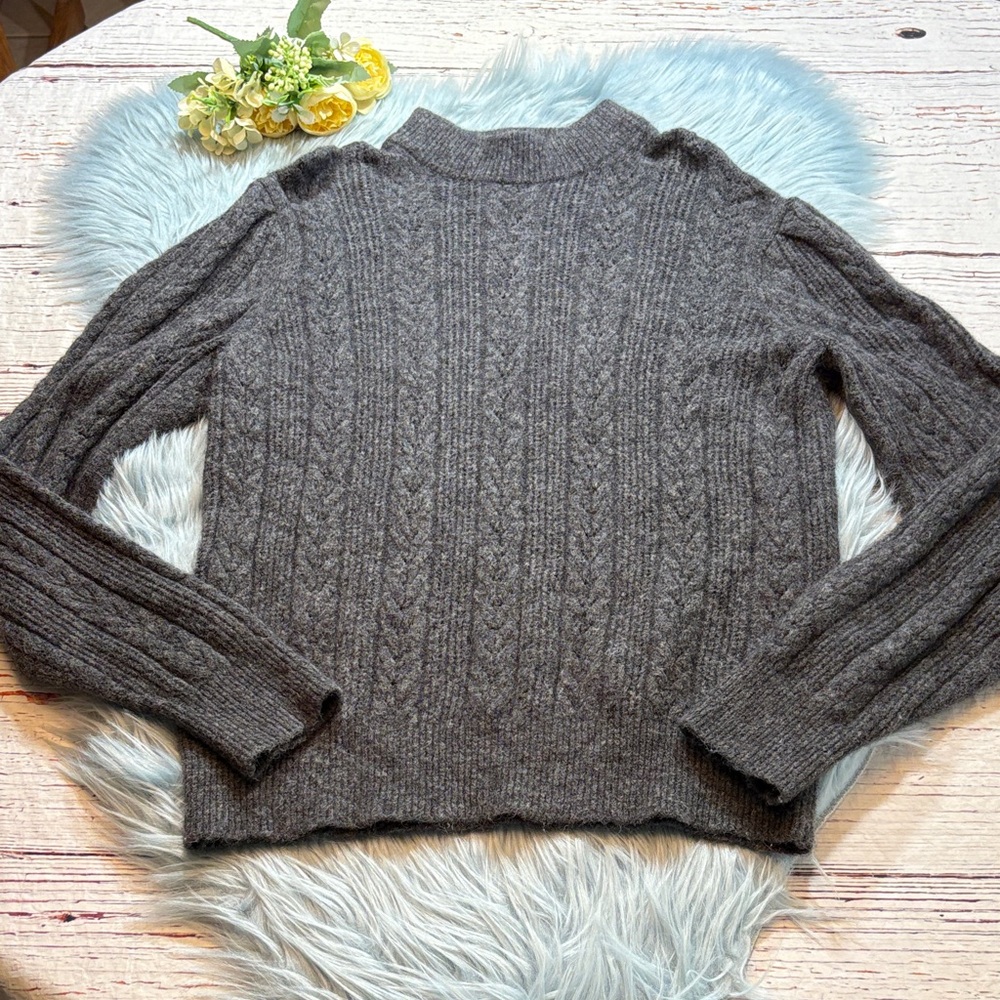 Aritzia Wilfred Wool Blend Mockneck Knit Grey Sweater sz M
